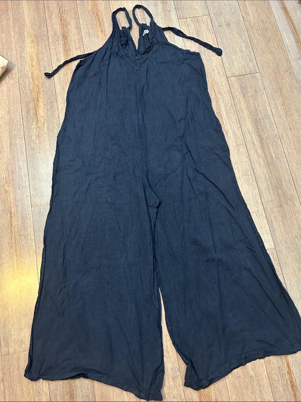 Women’s Linen Navy Linen Overalls Jumpsuit